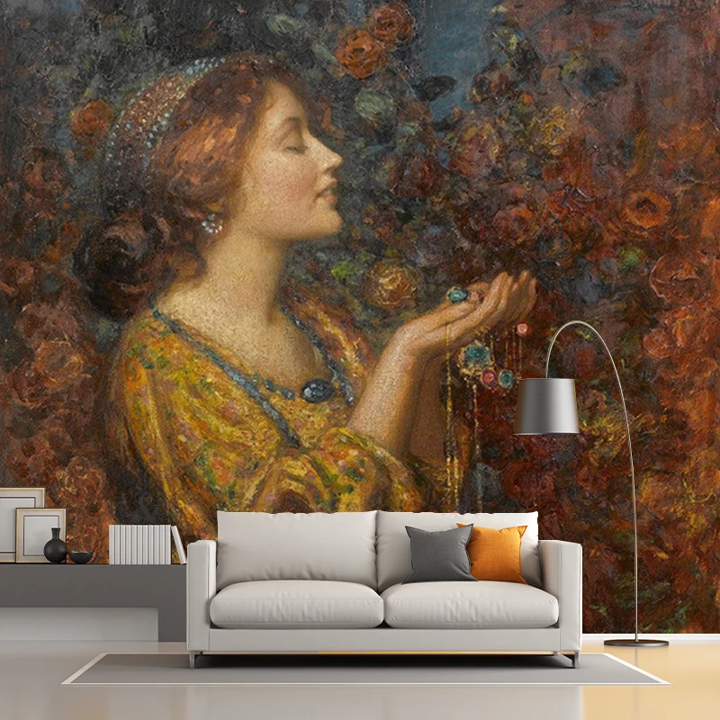 Thomas Edwin Jewels Wandtapete Retro schmutzabweisende Schlafzimmer-Wanddekoration Clearhalo