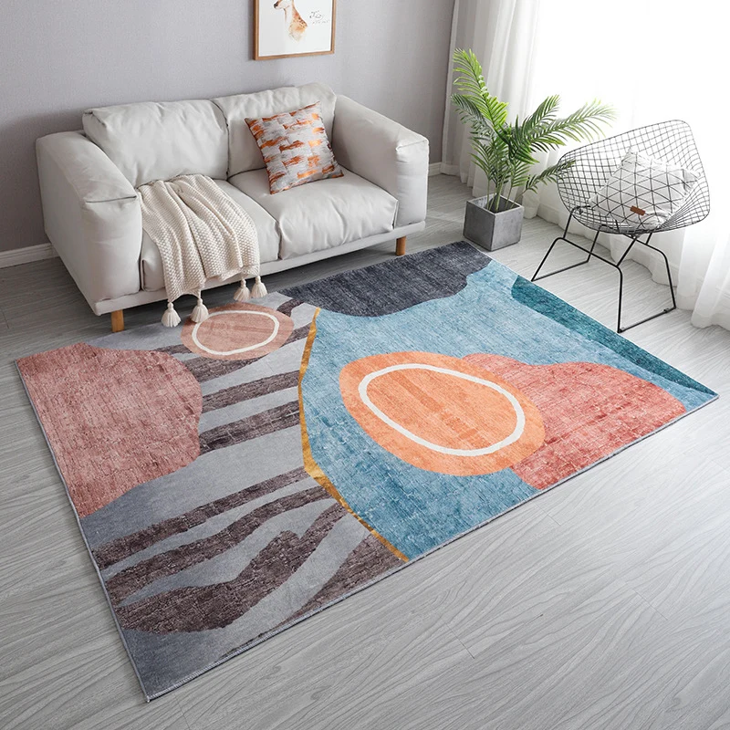 Trendiger geometrischer Patchwork-Teppich, mehrfarbig, postmoderner Teppich, Polyester, rutschfest, maschinenwaschbar, hau...