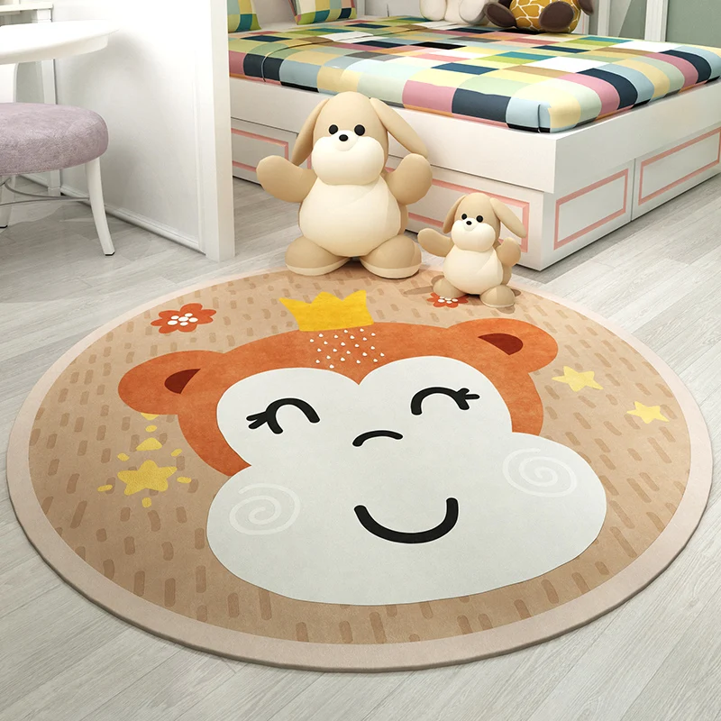 Trendiger Kinderzimmer-Teppich, bunter Cartoon-Tier-Druck, Innenteppich, Synthetik, pflegeleicht, haustierfreundlich, wasc...