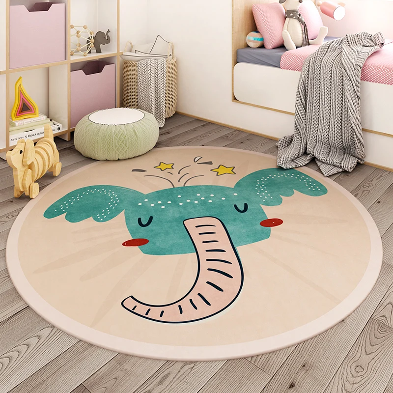 Trendiger Kinderzimmer-Teppich, bunter Cartoon-Tier-Druck, Innenteppich, Synthetik, pflegeleicht, haustierfreundlich, wasc...