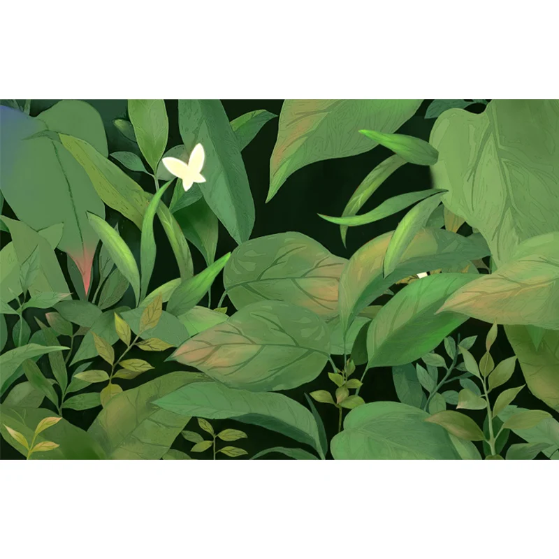 Tropische Blätter und Schmetterling-Wandtapete, grüne Natur, botanische Wandverkleidung Clearhalo