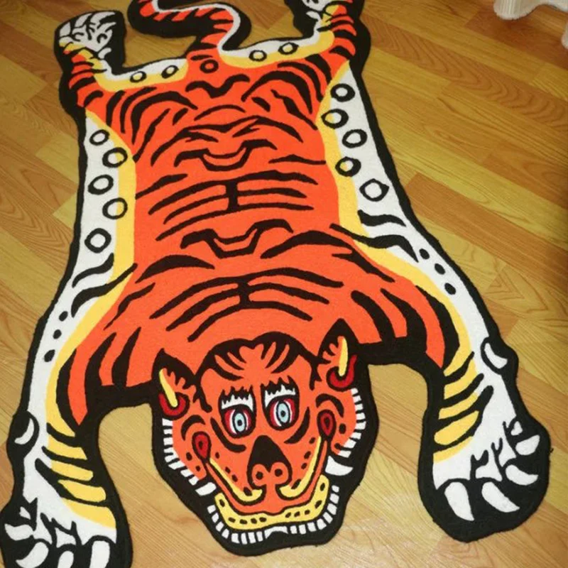 Unregelmäßig geformter Tigerfell-Teppich, mehrfarbig, kreativer Innenteppich, rutschfester, haustierfreundlicher Acryl-Tep...