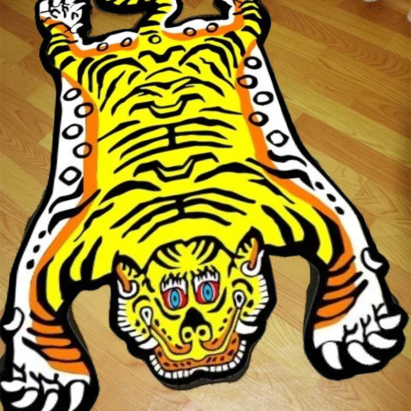 Unregelmäßig geformter Tigerfell-Teppich, mehrfarbig, kreativer Innenteppich, rutschfester, haustierfreundlicher Acryl-Tep...