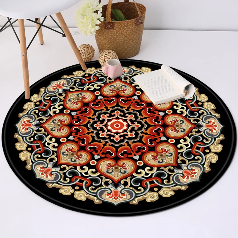 Vintage-Teppich mit orangefarbenem Südwestmuster, Polyester-Americana-Teppich, rutschfester Teppich für das Wohnzimmer Cle...