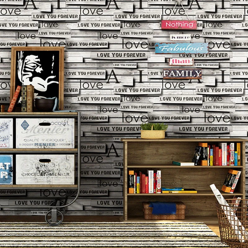 Vinyl-Tapetenrolle mit Retro-Buchstaben für Bardekoration, neutrale Farbe, 20,5" x 33' Clearhalo