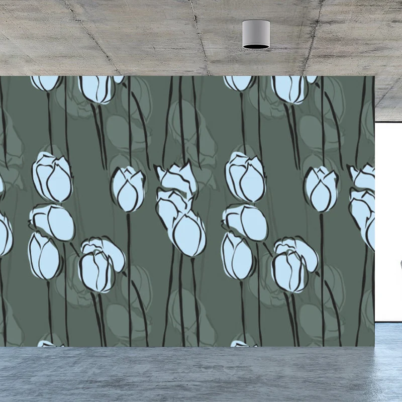 Vliesstoff, dekoratives Wandbild, moderne blühende Blumen, bedruckte Wandverkleidung Clearhalo