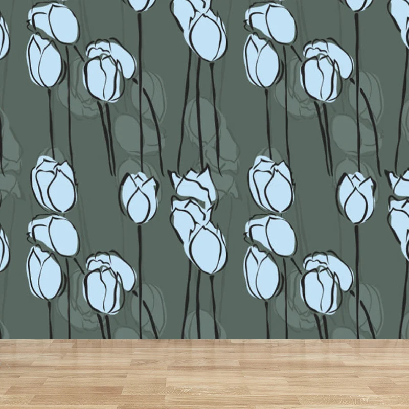 Vliesstoff, dekoratives Wandbild, moderne blühende Blumen, bedruckte Wandverkleidung Clearhalo