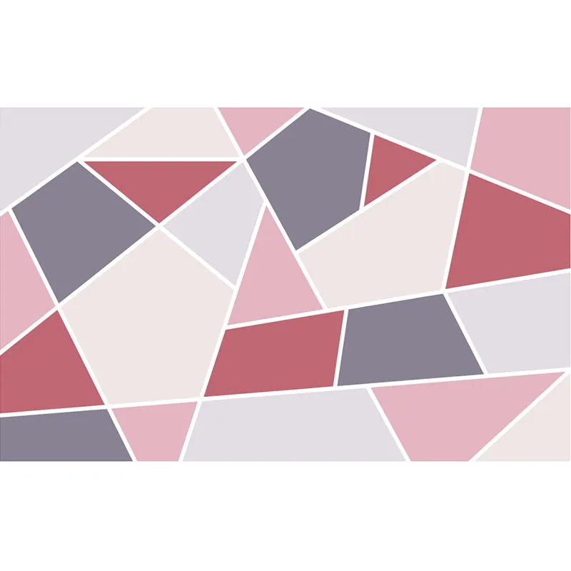 Vollformatige Geometrie-Tapete, zeitgenössische Tangram-Wandverkleidung Grau und Rosa Clearhalo