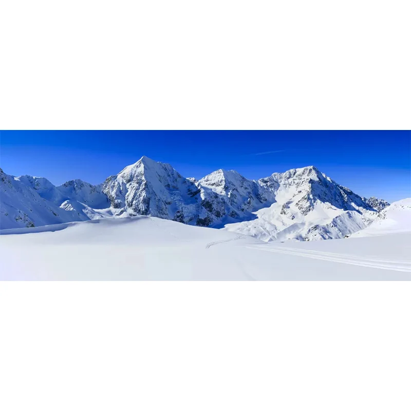 Vollformatiges Wandgemälde mit Schneelandschaft für Schlafzimmer, Wanddekoration mit gerader Straße zum Bergmuster Blau-We...