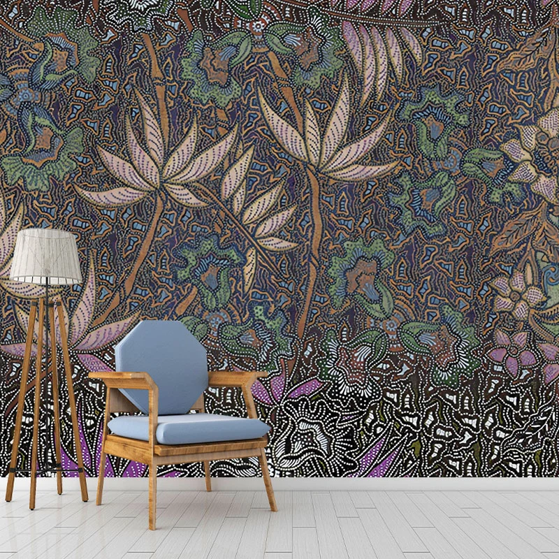 Wandbild mit Pflanzen und Bäumen auf dem Land Lila und Grün, individuell bedruckt Clearhalo