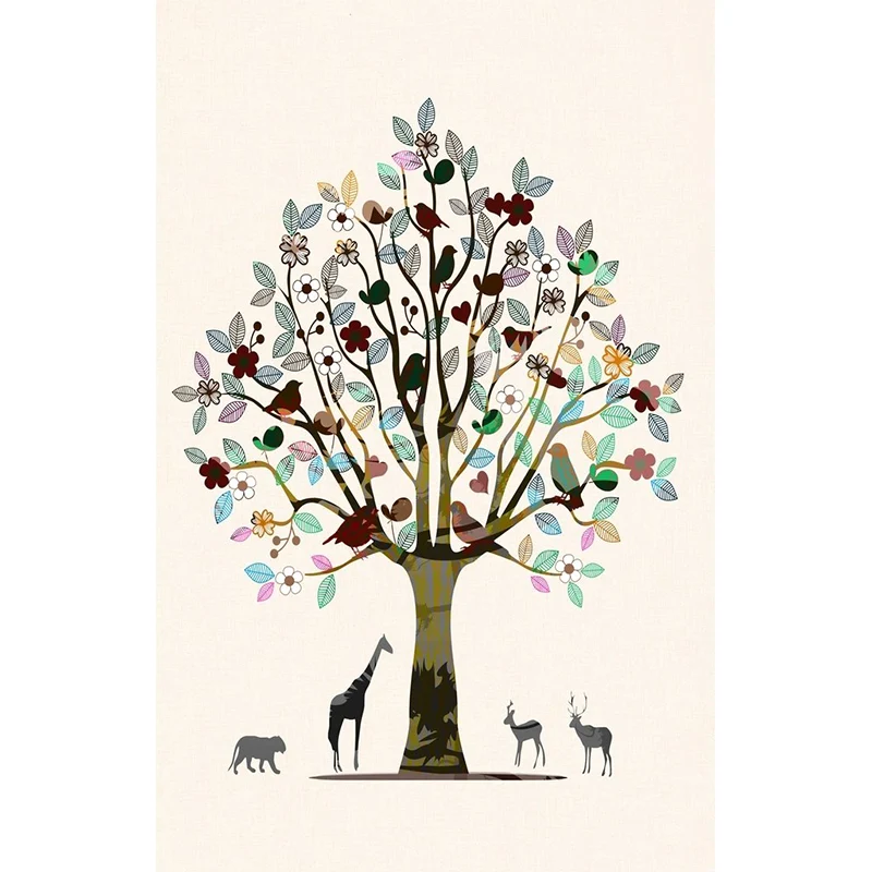 Wandbilder mit Baum- und Tiermotiven Braun, dekorative Wandkunst für das Wohnzimmer, maßgeschneidert Clearhalo