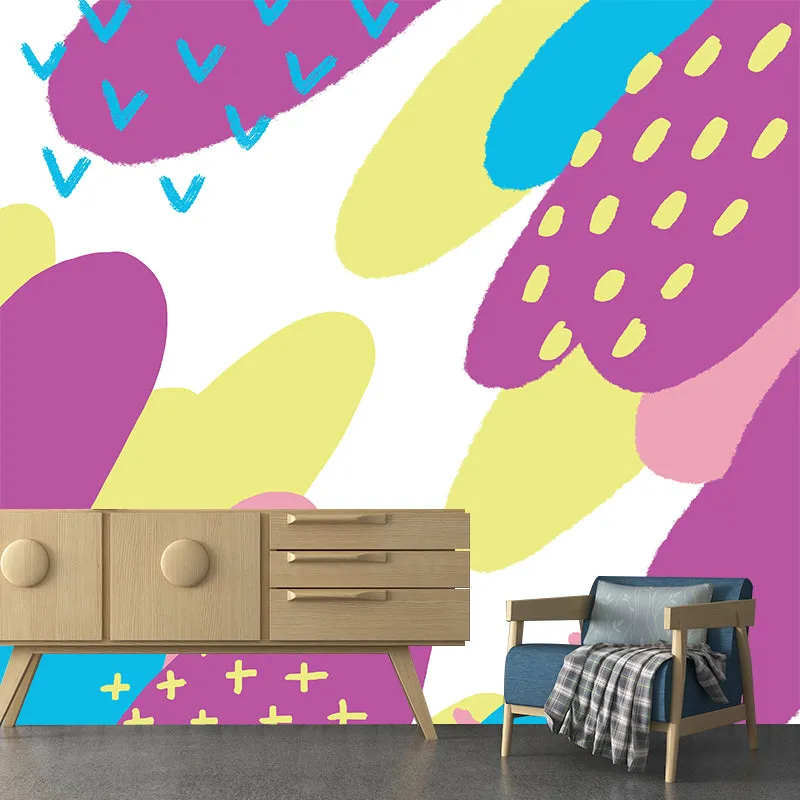 Wandgemälde mit Möwen- und Berggemälden, violett, für Kinder, Kunstwanddekoration, Vlies Clearhalo