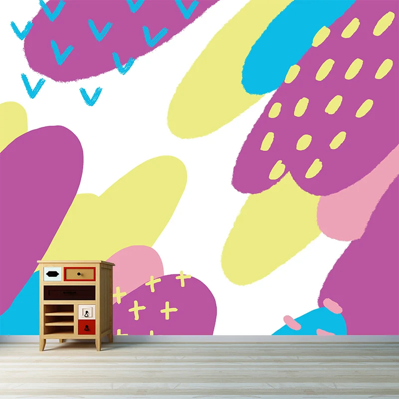 Wandgemälde mit Möwen- und Berggemälden, violett, für Kinder, Kunstwanddekoration, Vlies Clearhalo