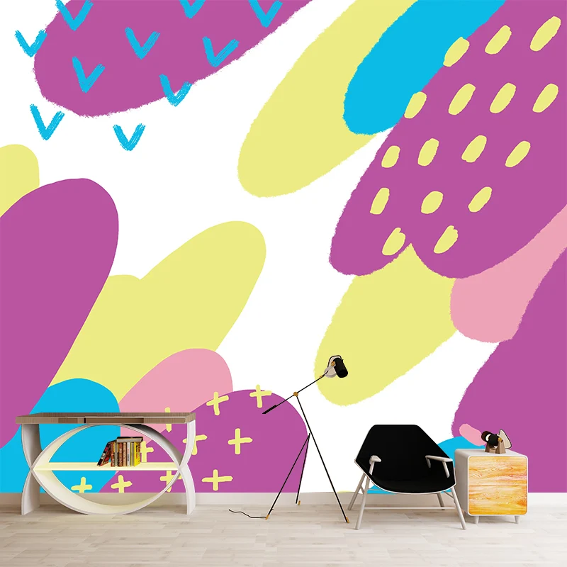 Wandgemälde mit Möwen- und Berggemälden, violett, für Kinder, Kunstwanddekoration, Vlies Clearhalo