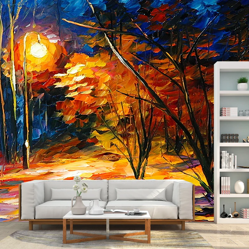Wandgemälde mit Nachtwald-Gemälde, klassische schmutzabweisende Schlafzimmer-Wandkunst, individuelle Größe erhältlich Clea...