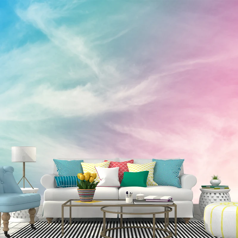 Wandgemälde mit rosa Himmel, feuchtigkeitsbeständige Wandverkleidung für Wohnzimmer Clearhalo