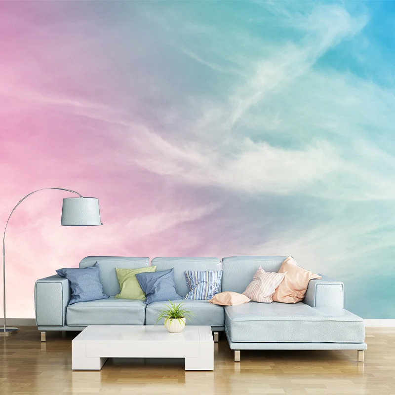 Wandgemälde mit rosa Himmel, feuchtigkeitsbeständige Wandverkleidung für Wohnzimmer Clearhalo