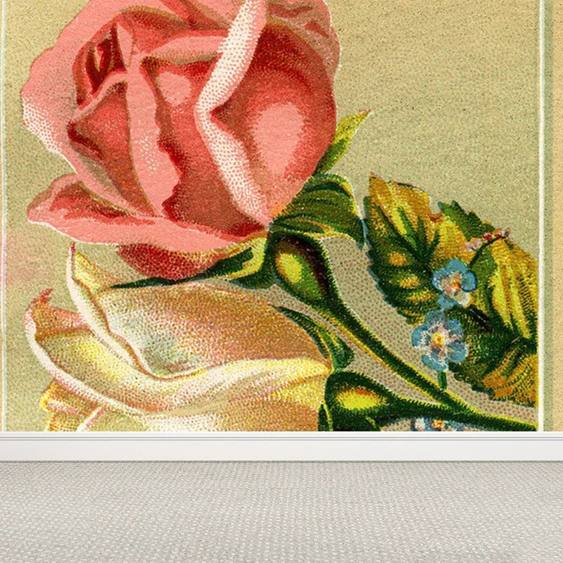 Wandtapete für Mädchen im zeitgenössischen Stil, rosafarbene Wandverkleidung mit blühendem Blumenmuster Clearhalo