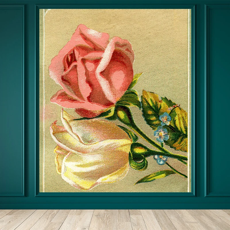 Wandtapete für Mädchen im zeitgenössischen Stil, rosafarbene Wandverkleidung mit blühendem Blumenmuster Clearhalo