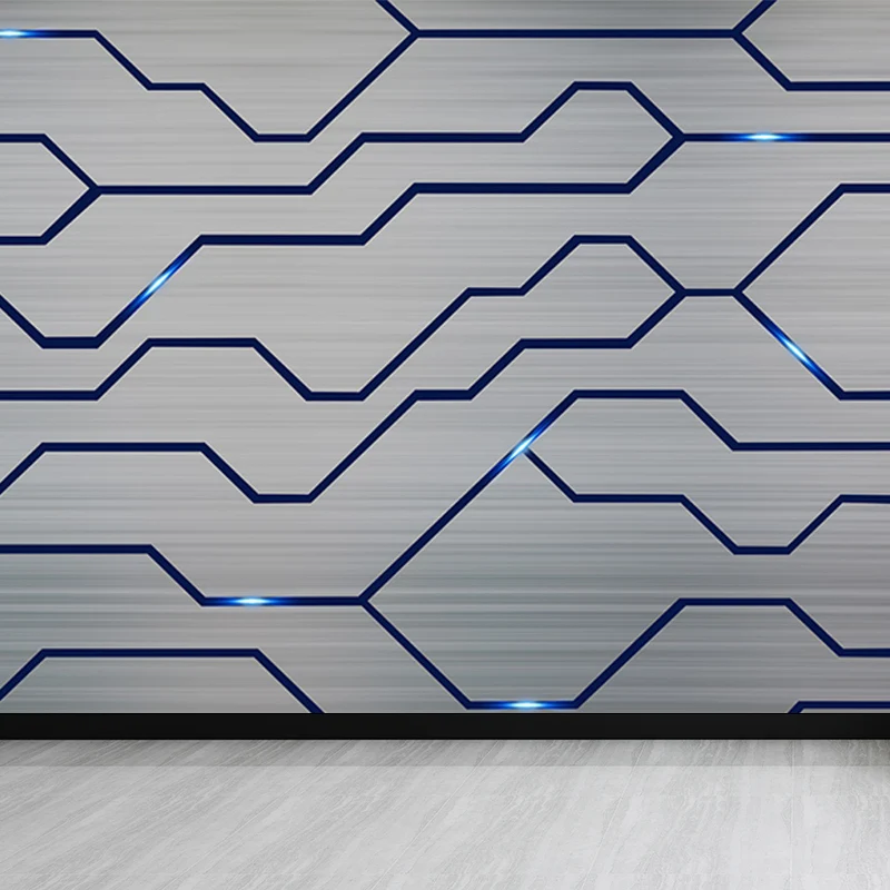 Wandtapete mit industriellem Stahlmuster für Jungenschlafzimmer, individuell gestaltete Wandverkleidung Grau Clearhalo