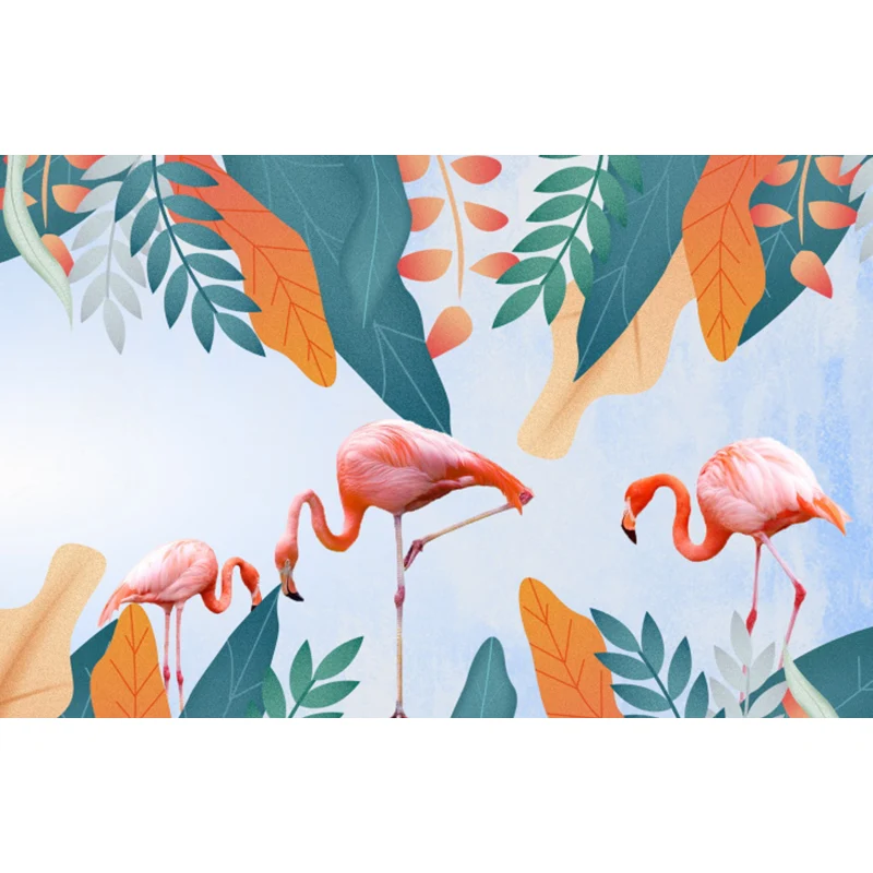 Wandtapete „Standing Field Flamingo“ mit tropischer Struktur aus Vliesstoff Clearhalo