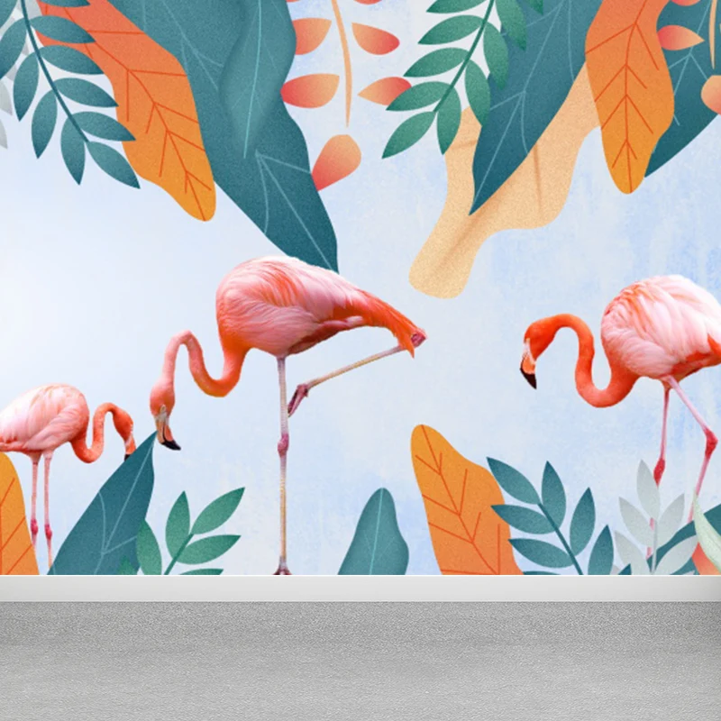 Wandtapete „Standing Field Flamingo“ mit tropischer Struktur aus Vliesstoff Clearhalo