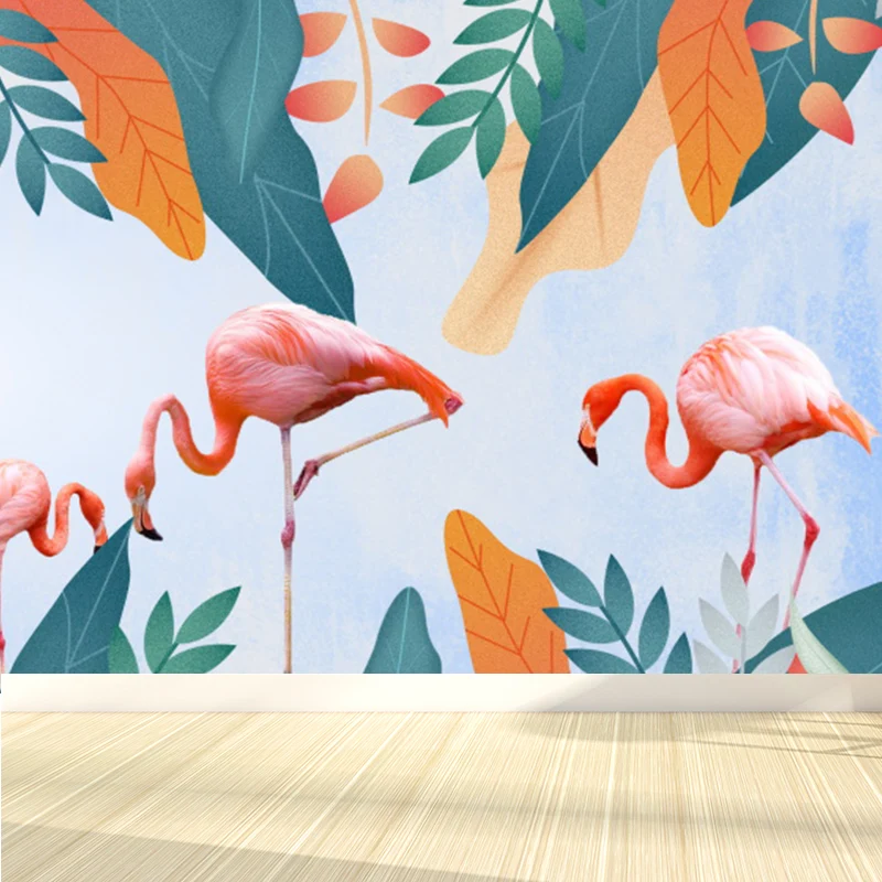 Wandtapete „Standing Field Flamingo“ mit tropischer Struktur aus Vliesstoff Clearhalo