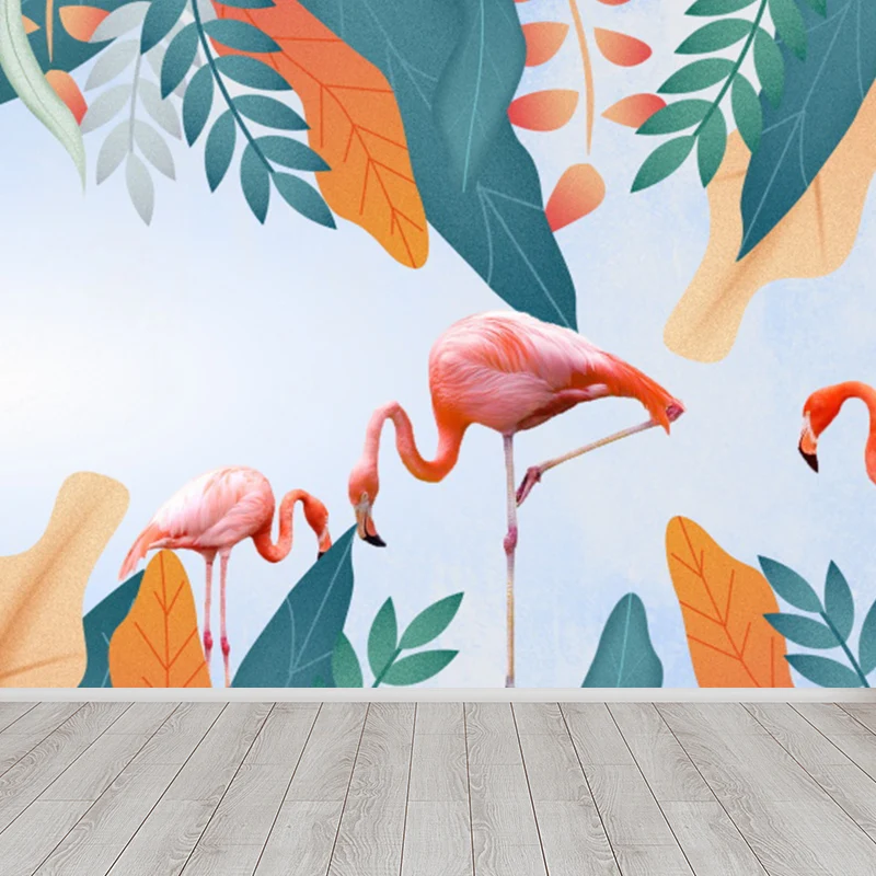 Wandtapete „Standing Field Flamingo“ mit tropischer Struktur aus Vliesstoff Clearhalo