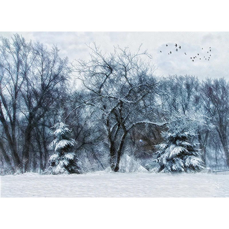 Wandtapete „Winter verwelkte Bäume“, moderne Wanddekoration aus Vliesstoff Weiß Clearhalo