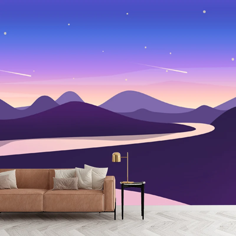 Wandtattoo „Geschwungener Fluss bei Nacht“, moderne, wasserabweisende Schlafzimmer-Wandkunst, individueller Druck Clearhalo