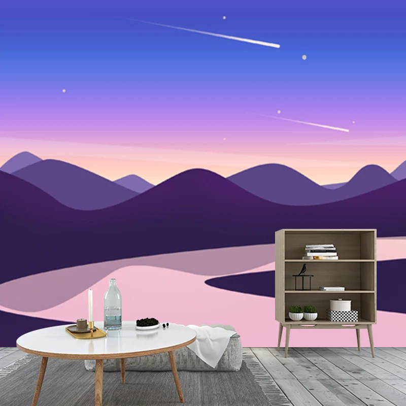 Wandtattoo „Geschwungener Fluss bei Nacht“, moderne, wasserabweisende Schlafzimmer-Wandkunst, individueller Druck Clearhalo