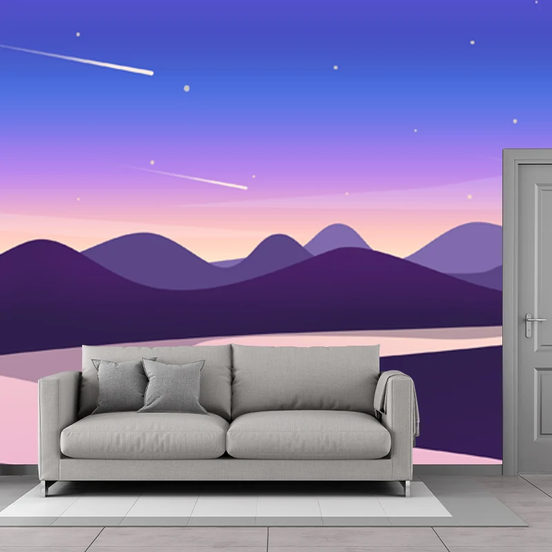 Wandtattoo „Geschwungener Fluss bei Nacht“, moderne, wasserabweisende Schlafzimmer-Wandkunst, individueller Druck Clearhalo