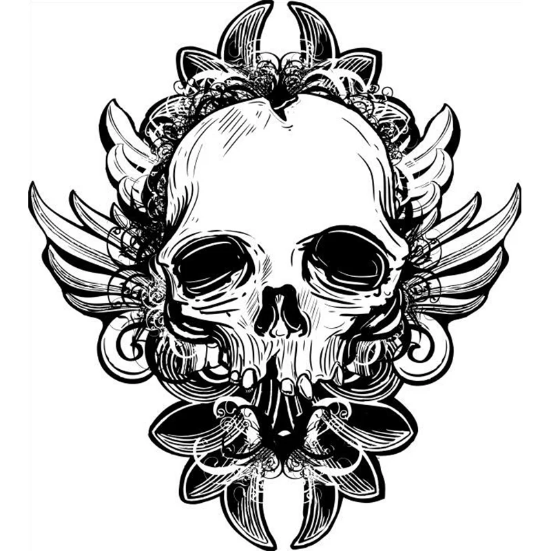 Wandtattoo „Seltsamer Totenkopf“ Schwarz und Weiß, wasserdichte Wandkunst für das Wohnzimmer Clearhalo