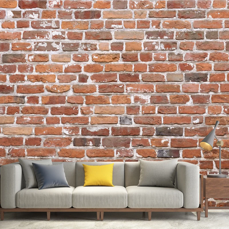 Wandverkleidung aus Ziegelsteinen auf dem Land, rote Wanddekoration für das Wohnzimmer, individuelle Größe Clearhalo