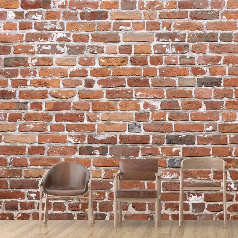 Wandverkleidung aus Ziegelsteinen auf dem Land, rote Wanddekoration für das Wohnzimmer, individuelle Größe Clearhalo