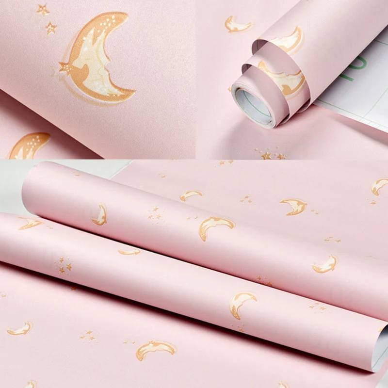 Wandverkleidung mit Cartoon-Muster Rosa und Blau, Tapetenrolle für Jungen- oder Mädchenzimmer, 64,6 m². Clearhalo
