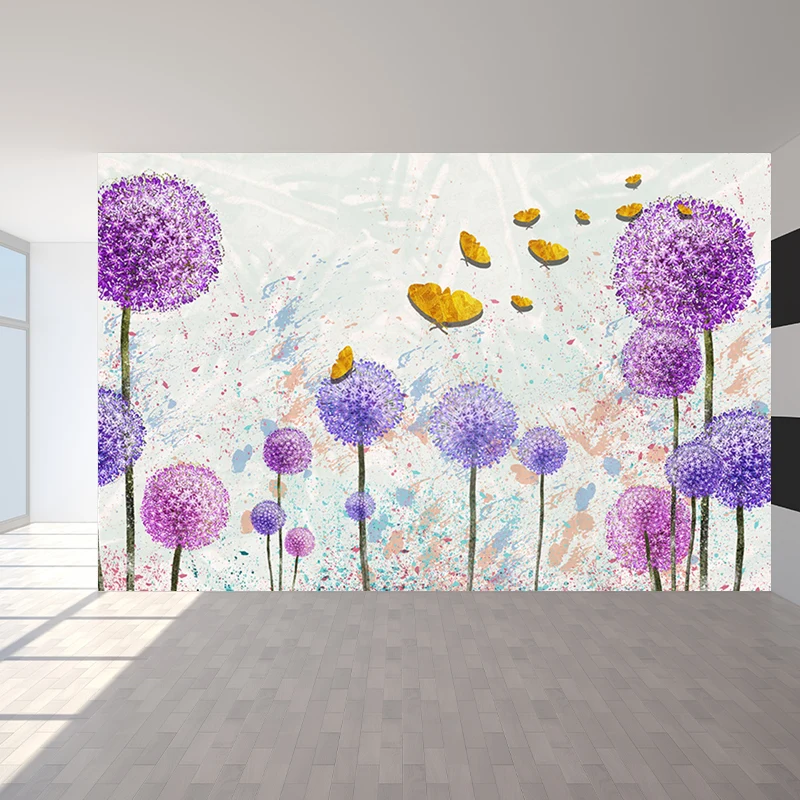 Wasserabweisender Löwenzahn-Wandaufkleber aus Vliesstoff, moderne Wandkunst für die Innenwand Clearhalo