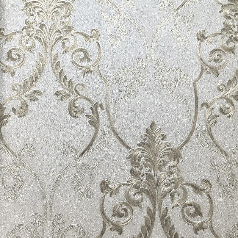 Wasserdichte Scroll-Blumen-Tapete, Satin-Wandverkleidung im europäischen Stil für Wohnzimmer Clearhalo