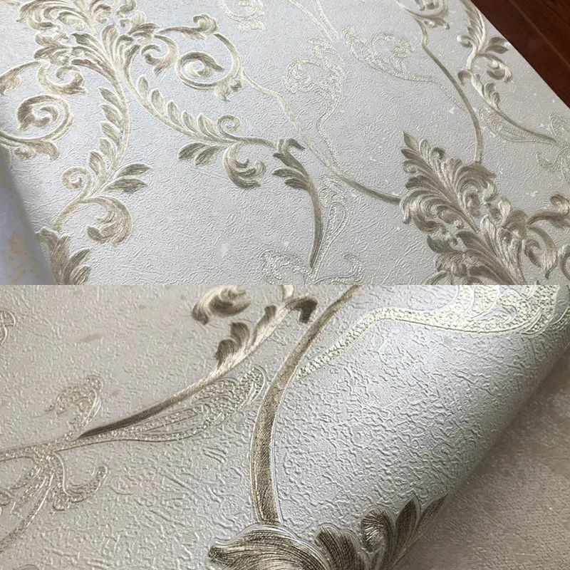 Wasserdichte Scroll-Blumen-Tapete, Satin-Wandverkleidung im europäischen Stil für Wohnzimmer Clearhalo
