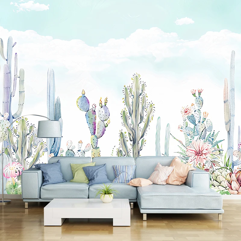 Wasserdichter Kaktus-Wandaufkleber individueller Größe, minimalistische Wandkunst für Besprechungsräume Clearhalo