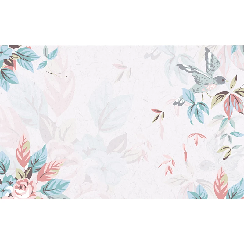 Zeitgenössische Blumen-Tapetenbilder für Schlafzimmer, maßgeschneiderte Wanddekoration Rosa und Blau Clearhalo