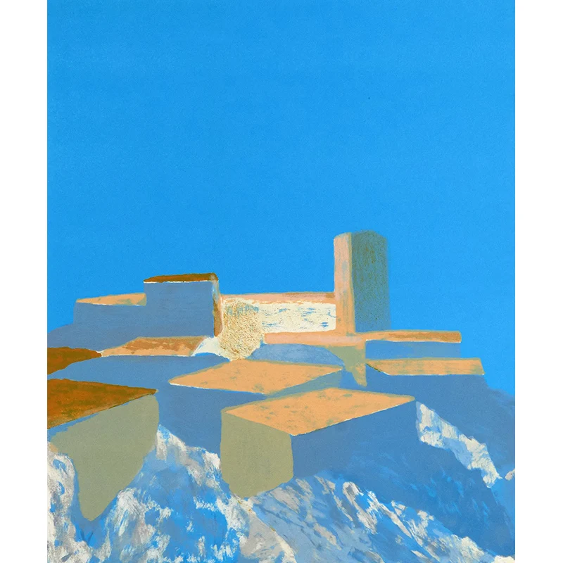 Zeitgenössische Kunst für Erwachsene, Wandtapete, farbige Blockmalerei, blaue Wandverkleidung Clearhalo