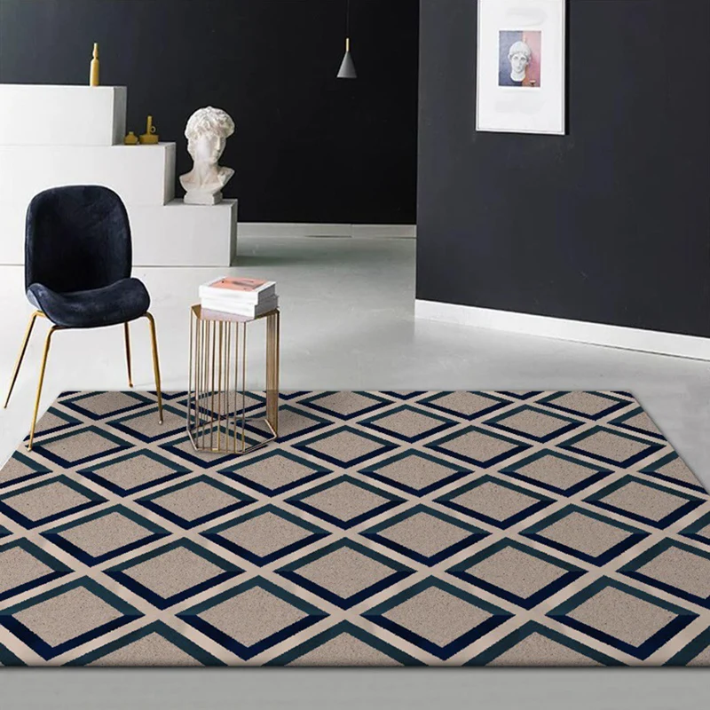 Zeitgenössischer moderner Teppich mit braunem Rautenmuster, schmutzabweisender Polyester-Teppich für die Heimdekoration Cl...