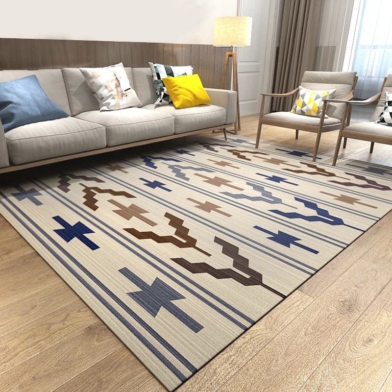 Zeitgenössischer Teppich aus Polyester mit buntem geometrischem Muster, haustierfreundlicher Wohnzimmerteppich Clearhalo