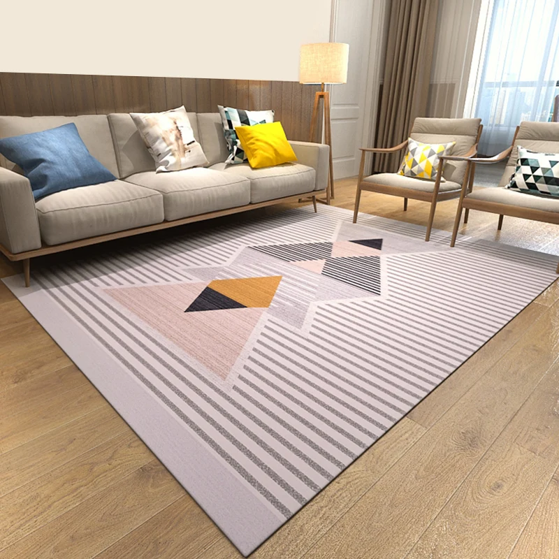 Zeitgenössischer Teppich aus Polyester mit buntem geometrischem Muster, haustierfreundlicher Wohnzimmerteppich Clearhalo