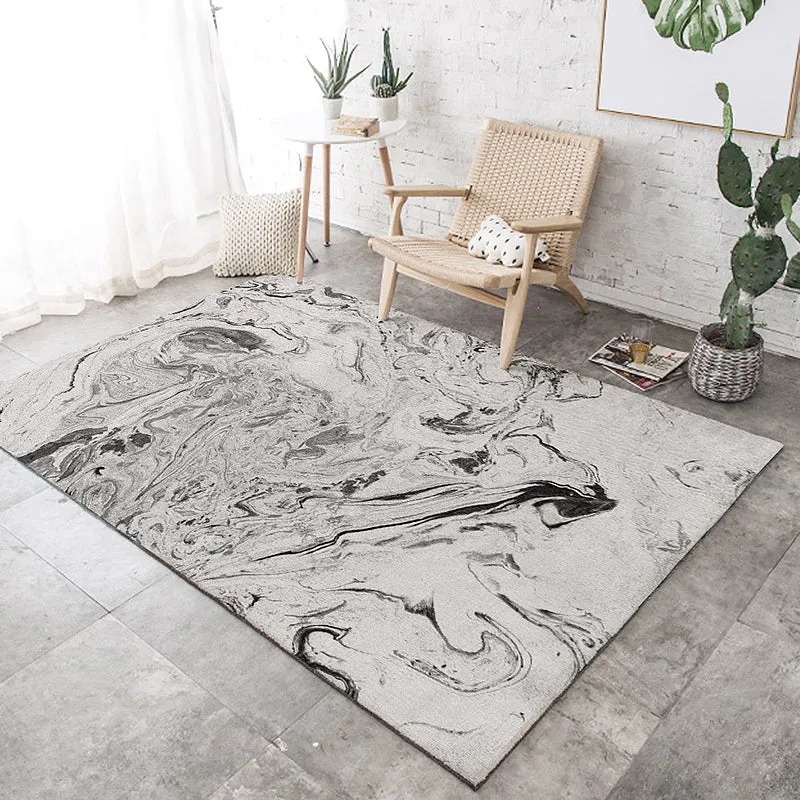 Zeitgenössischer Teppich mit Aquarellmuster, mehrfarbiger Polyester-Teppich, rutschfeste Unterseite, haustierfreundlich, w...