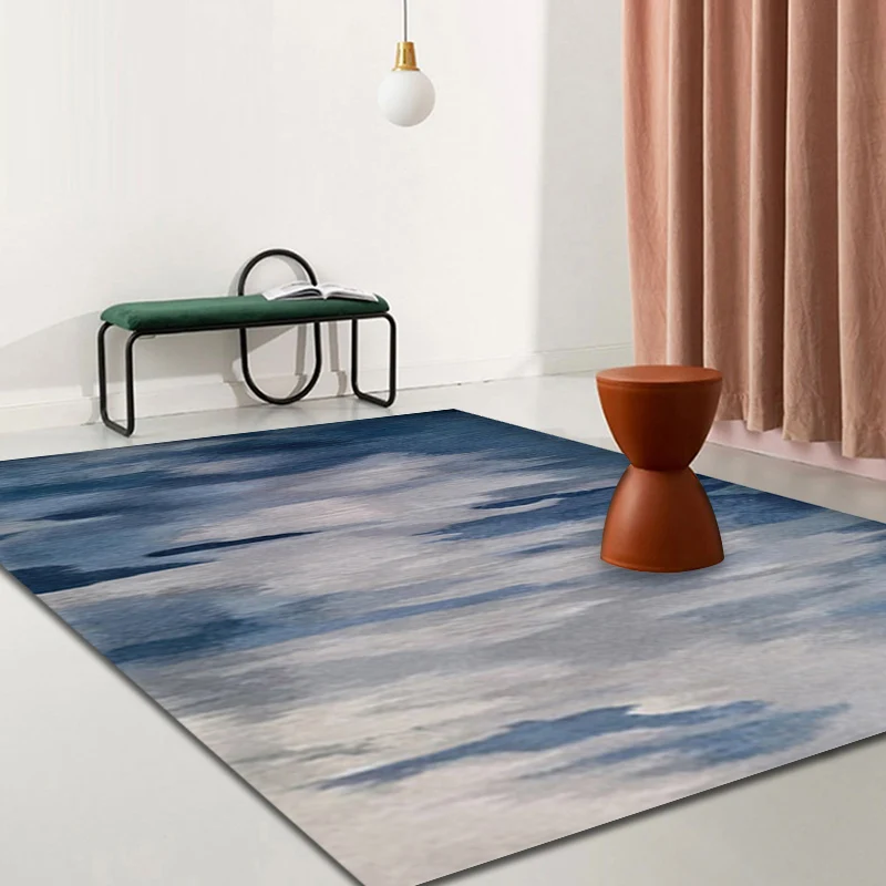 Zeitgenössischer Teppich mit Aquarellmuster, mehrfarbiger Polyester-Teppich, rutschfeste Unterseite, haustierfreundlich, w...
