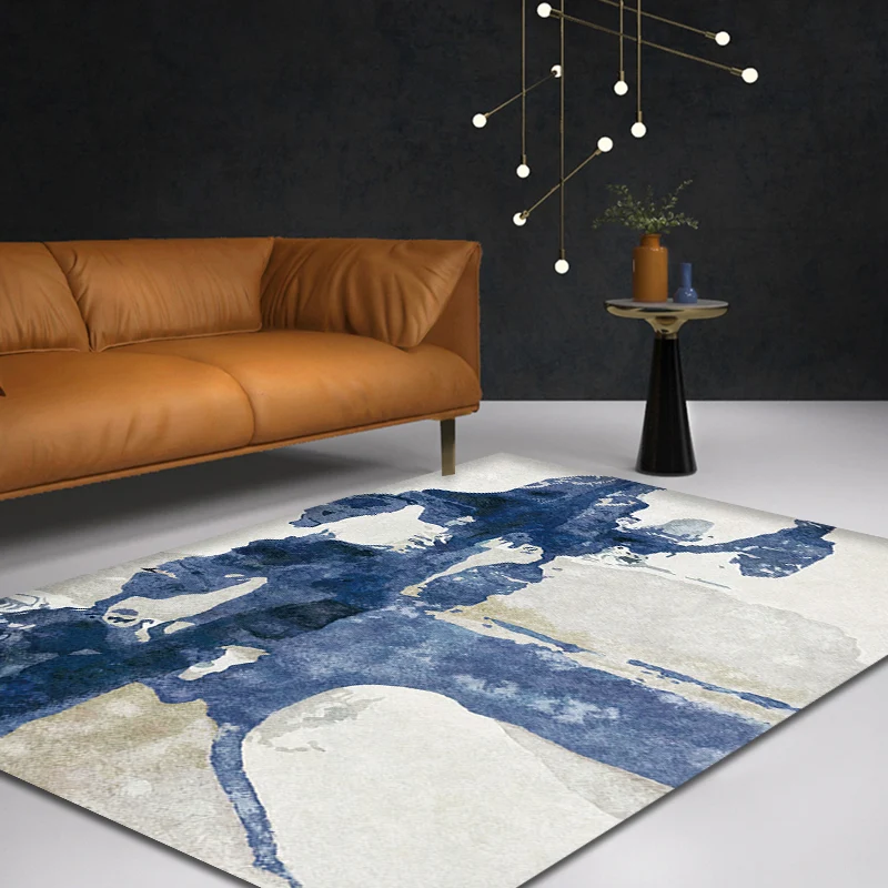 Zeitgenössischer Teppich mit Aquarellmuster, mehrfarbiger Polyester-Teppich, rutschfeste Unterseite, haustierfreundlich, w...