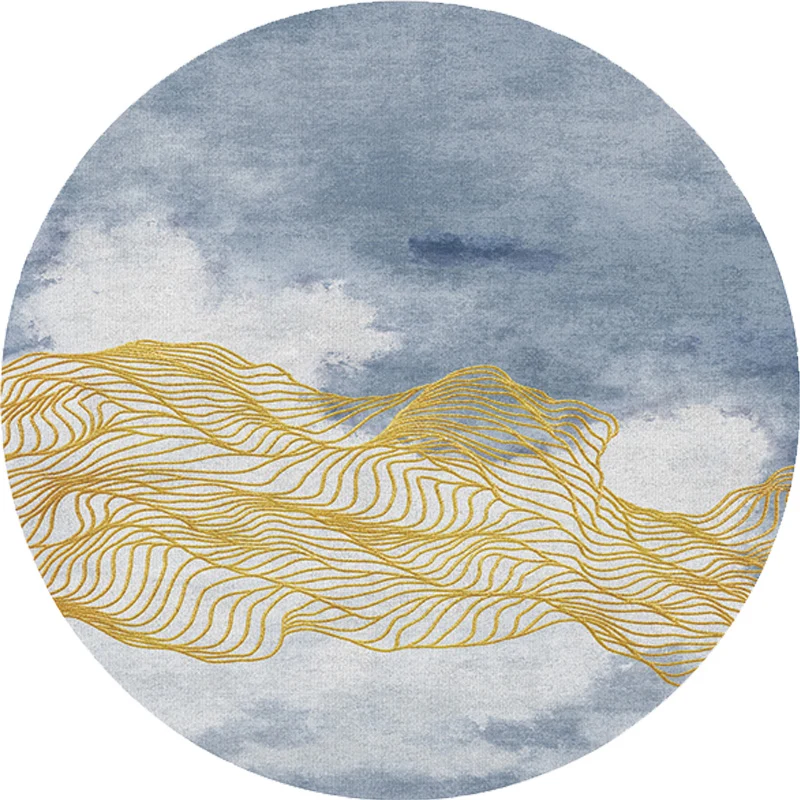 Zeitgenössischer Teppich mit Aquarellmuster und Wirbelstreifen, mehrfarbiger Polyester-Teppich, rutschfeste Rückseite, was...