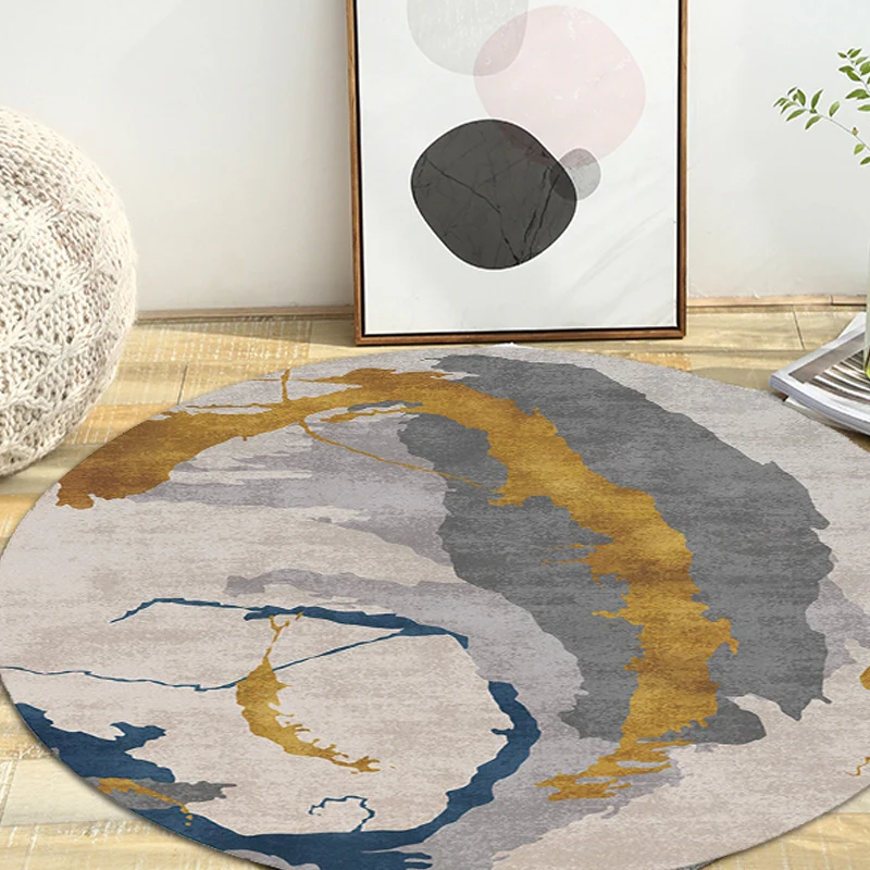 Zeitgenössischer Teppich mit Aquarellmuster und Wirbelstreifen, mehrfarbiger Polyester-Teppich, rutschfeste Rückseite, was...